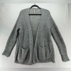 Free People Open Front Cardigan Women Gray Alpaca Pockets Soft Lounge‎ Casual XS